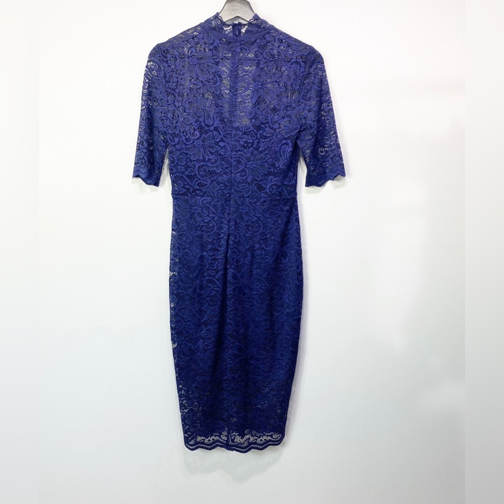 NEW-Express Navy Blue Lace Mock Neck Mid Length Dress sz 8 NEW - Picture 7 of 13